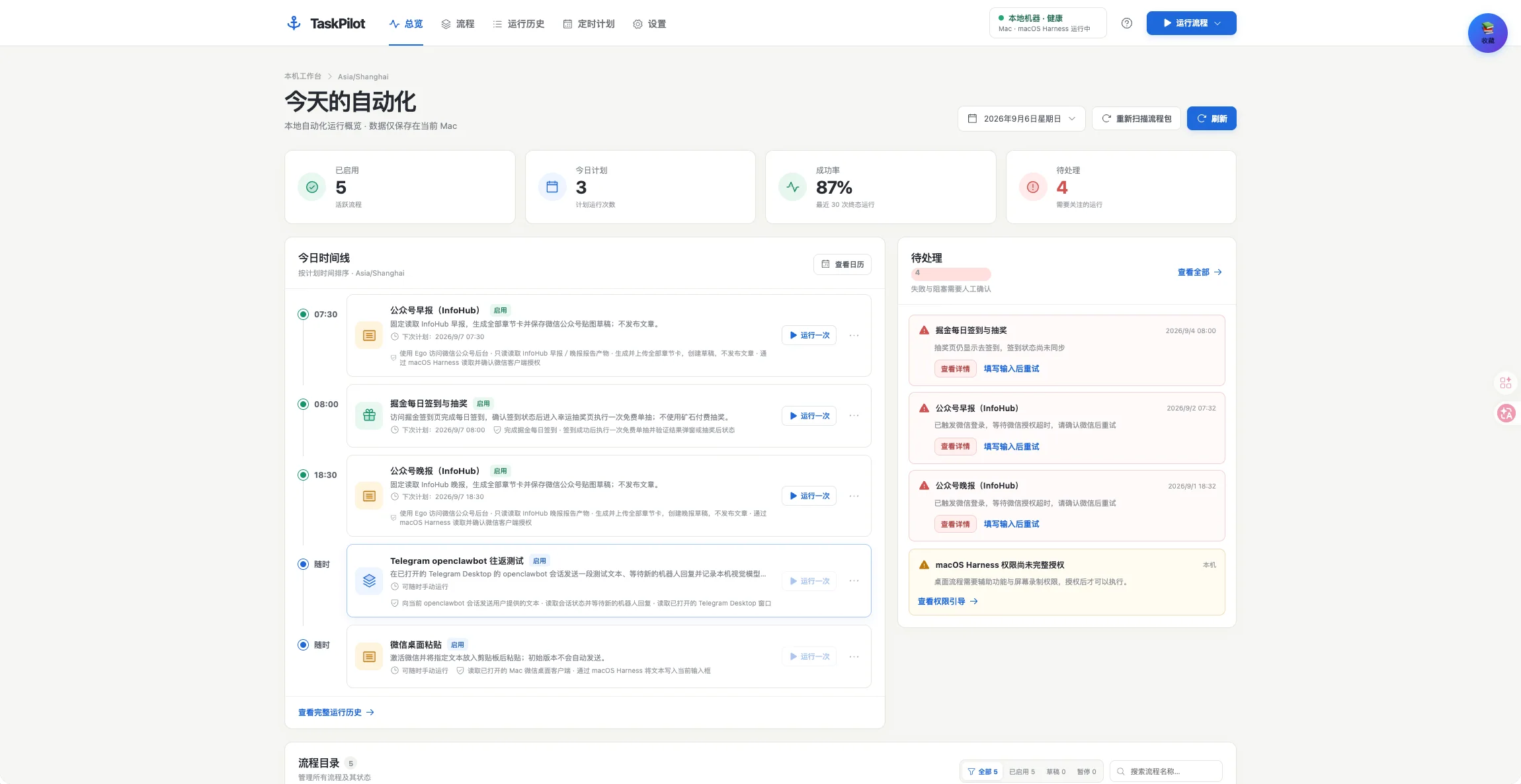TaskPilot 自动化任务台界面